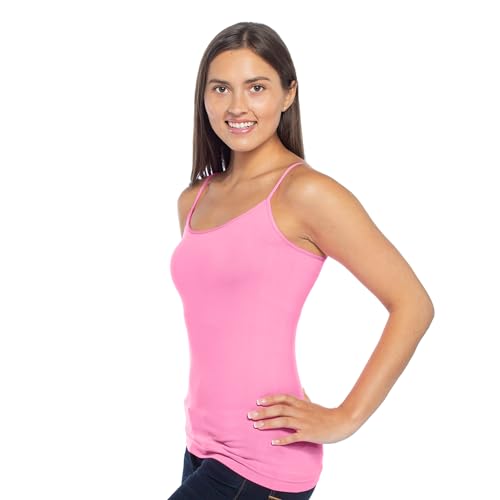 Image of Malibu Sugar Womens Camisole Tank Tops - Seamless Fitted Spaghetti Strap Cami Stretch Basic Womens Camisole for Layering XS-M