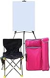 ADITAM Reise-Staffelei für Erwachsene, farbige Rucksack-Staffelei, enthält 1 Skizzen-Klappstuhl, 1 Aluminium-Staffelei, 1 Zeichenbrett aus Holz, 1 Rucksack