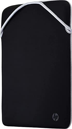 HP Custodia Protettiva Reversibile per Laptop Portatili fino a 14 Pollici, Profilo Sottile e Senza Cerniera, Tessuto in Neoprene Disinfettabile e Lavabile in Lavatrice, Colore Nero/Argento