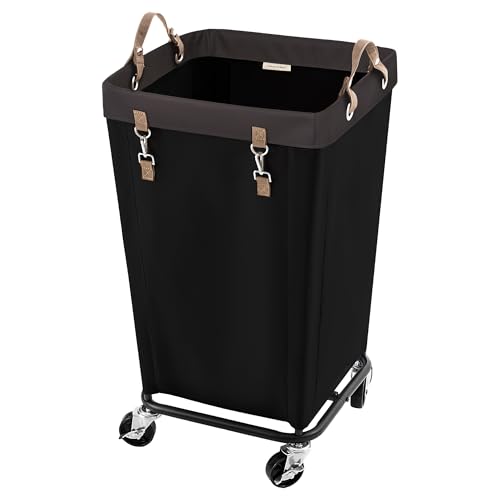 Image of StorageWorks 110L Laundry Basket with Wheels, Large Rolling Hampers for Clothing Organizer, Dirty Clothes Basket for Hotel, Home, Closet, Dorm, Black