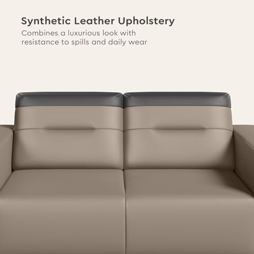 Image of Interio by Godrej Sofa Vespera 2 Seater Synthetic Leather Sofa for Living Room, 3-Years Warranty, Solid Wood, Peanut and Black