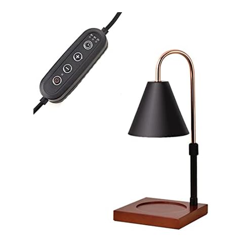OUOU Candle Warmer Lamp, Dimmable/Timer and Dimmable Switch, Height Adjustable Scented Candle Warmer Lantern for Larger/Short Candles,Black,Dimming + Timing Cover