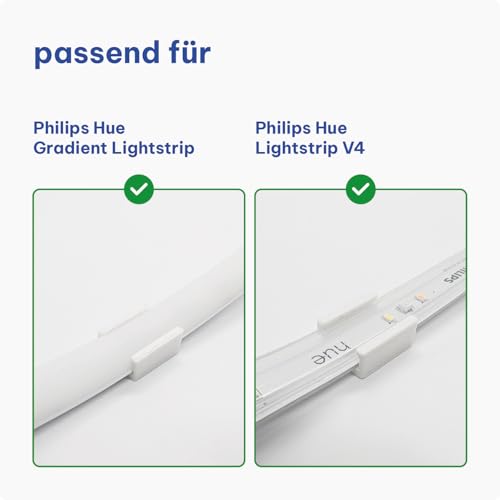 Befestigungsclips Halterungen für Philips Hue V4 & Gradient Lightstrip, 10 Stück, weiß, Made in Germany