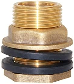Joywayus 1/2" Female 3/4" Male Soild Brass Water Tank Connector Theaded Bulkhead Fitting with 2 Rubber Ring Stablizing