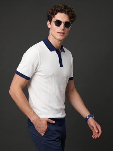 Image of Veirdo Men's Flatknit Printed Half Sleeve Polo T-Shirt with Collared Neck, Regular Fit, Casual Style for Office, Travel, (Sizes S to 2XL)