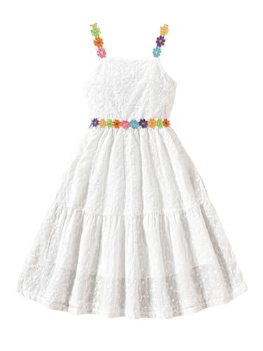 Verdusa Girl's Boho Cute Tank Summer Dress Sleeveless High Waisted A Line Ruffle Midi Dresses