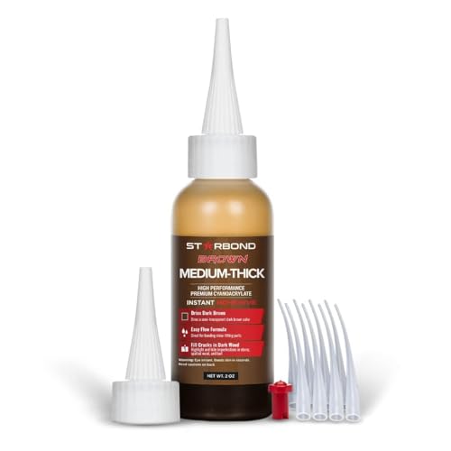 STARBOND 2 oz. Dark Brown Medium-Thick CA Glue (Premium Cyanoacrylate Super Glue) Knot Filler 500 CPS Viscosity for Woodworking, Woodturning, Carpentry, Guitar, RC Hobby