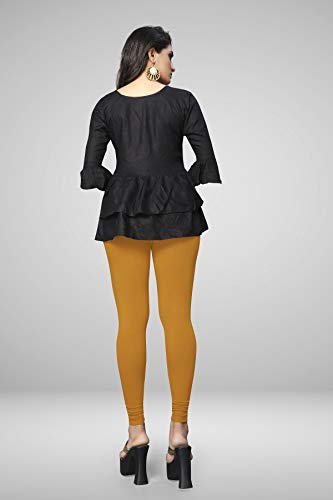 Image of Women's Cotton Skinny Leggings with Ankle Length Solid Pattern Mid Rise and Elastic Closure | Cotton Skinny Leggings for Womens