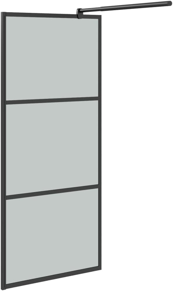 "vidaXL Walk-In Shower Wall with Shelf in Black: Aluminum and ESG Glass Construction for Sturdy, Minimalist, Flexible Bathroom Design"