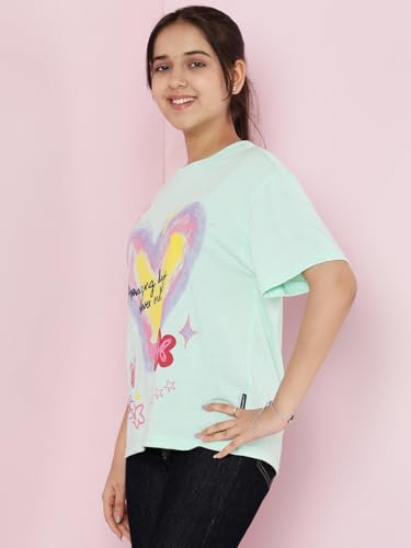 Image of Li'l Tomatoes Girls Crop T-Shirt | 100% Cotton | Graphic Printed Casual Top | Soft & Breathable Summer Wear | 9-16 Years