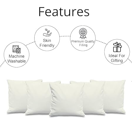 Image of Premium Polyester Fiber Cushion Fillers - Pack of 2 Pcs | 24 x 24 Inches | Ivory| Cushions, Sofa Pillow, Cushion for Sofa, Cushion for Bed, Decorative Pillow, Pillow for Support