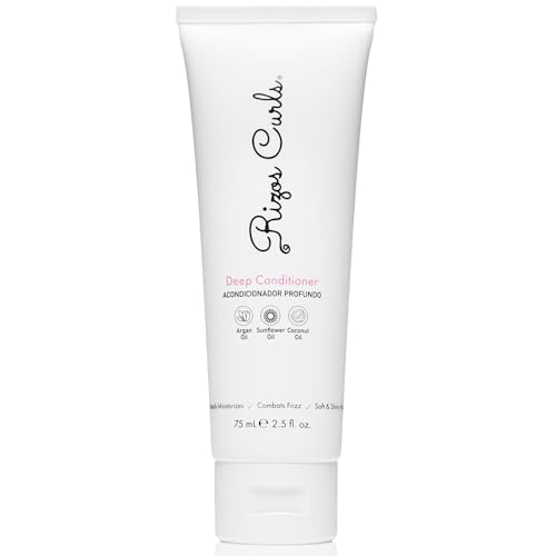 Rizos Curls Travel Deep Conditioner, Strengthens & Moisturizes Hair while Controlling Frizz, Add Softness and Manageability with Coconut Oil, Sunflower Oil & Shea Butter, 2.5 oz