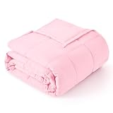 Picture of Topblan Weighted Blanket Queen Size 15lbs, Cozy Cooling Weighted Blanket for Adults, Breathable Heavy Microfiber with Glass Beads Warm Blanket for Bed Sofa All Season, 60 x 80 inches, Pink