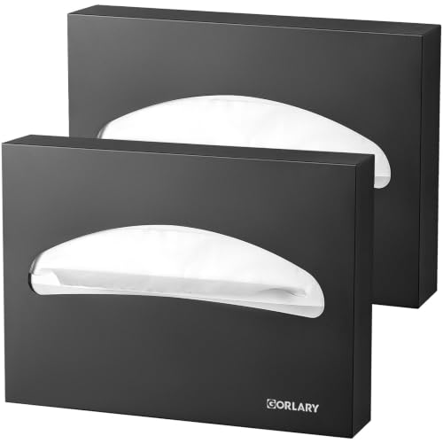 Image of Gorlary 2 Pack Commercial Toilet Seat Cover Dispenser Wall Mount, Black