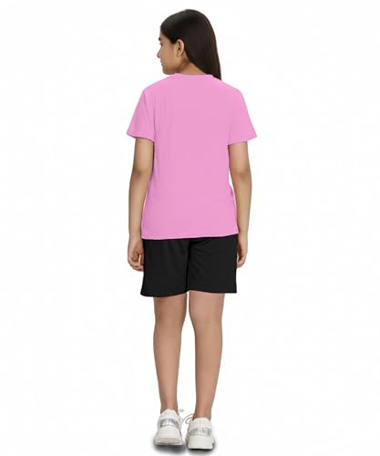 Image of KYDA KIDS Girls 100% Pure Cotton Clothing Set | T-Shirt & Shorts Co-Ord | Premium Chest Printed Top | Soft Comfortable Summer Wear | Casual Kids Outfit
