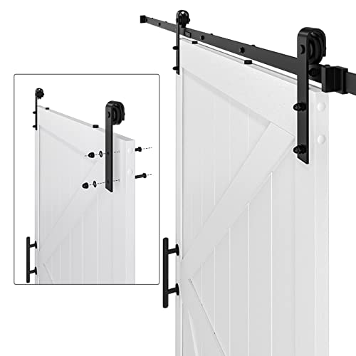 Coshomer 48In X 84In Mdf Sliding Barn Door With 8Ft Barn Door Hardware Kit & Handle, Pre-Drilled Holes Easy Assembly -Solid Wood Slab Inside Covered With Water-Proof Pvc Surface, White, K-Frame #TOP6