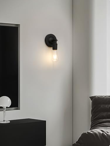 Image of Phansthy 180 Degree Adjustable Single Sconce Light Simple Industrial Wall Sconce Lighting Wall Mount Lamps Decorative Lighting Fixture for Kitchen Living Room Hallway (Black)
