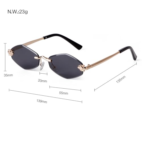 Women Luxury Sunglasses Polygonal Small Rimless Rhombus Sun Glasses Female Retro Eyewear2