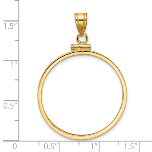 Generic 14k Polished 27.0mm x 2.35mm Screw Top Coin Bezel Pendant, Yellow4