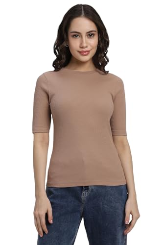 Image of Forever 21 Womens Solid Regular Fit Basic T-Shirts