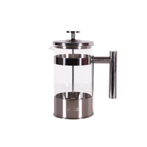 Any Morning French Press Cafetera | Cafetera de acero inoxidable | Jarra de sello de prensa para café de filtro fresco | Cafetera Cold Brew (cristal/acero inoxidable, 600 ml (plata))