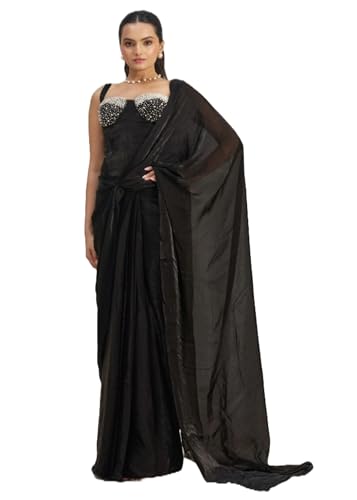 Sari traditionnel en organza femme 12259 : Drapé parfait sans plis