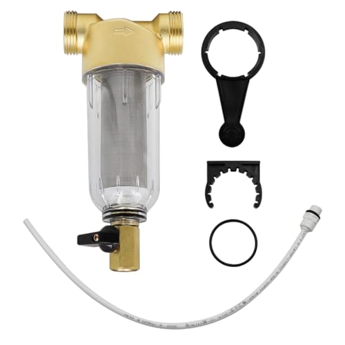POFET Wasserfilter, 1 Zoll Wasservorfilter, Sedimentfilter mit 3/4 Zoll Adapter, spülbarer Feinfilter für Brunnenwasserschlauch-Sedimentfilter POFET Wasserfilter, 1 Zoll Wasservorfilter, Sedimentfilter mit 3/4 Zoll Adapter, spülbarer Feinfilter für Brunnenwasserschlauch-Sedimentfilter