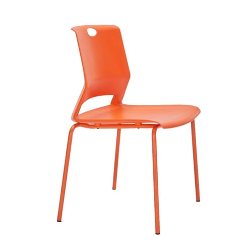 Image of Stackable Chairs Set of 4, Office Waiting Room Chair Plastic Seat, Orange Stacking Chairs with Sturdy Metal Legs, Guest Chair for Conference Rooms, Churches, Living Rooms, Classrooms(Orange).