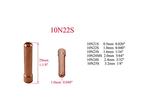 Image of RIVERWELD TIG Stubby Gas Lens Collet Bodies .040 inch Ceramic Cup 53N kit 12pcs | 17GL040 10N22S 1.0mm, Quartz Nozzles Clear Glass Cups #10 5 /8 inch 16.0mm for SR WP 17 18 26 TIG Welding Torch