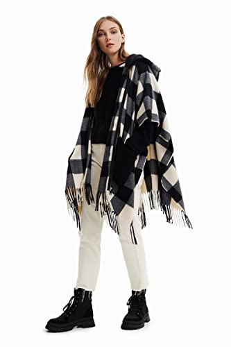 Desigual Poncho_Fluor Arenal Zip, Noir, Taille Unique Femme