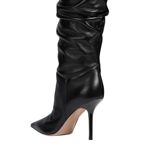 FOWT Women Stylish Stiletto High Heel Pointed Toe Stretchy Thigh High Boots Side Zipper Graceful Winter Fall Comfy Long Boots Size 4-16 US3