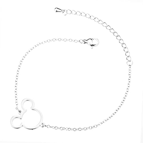 Cute Mouse Bracelets for Women Stainless Steel Silver Plated Cartoon Animal Adjustable Chain Ankle Bracelet Minimalist Christmas Jewelry Gifts