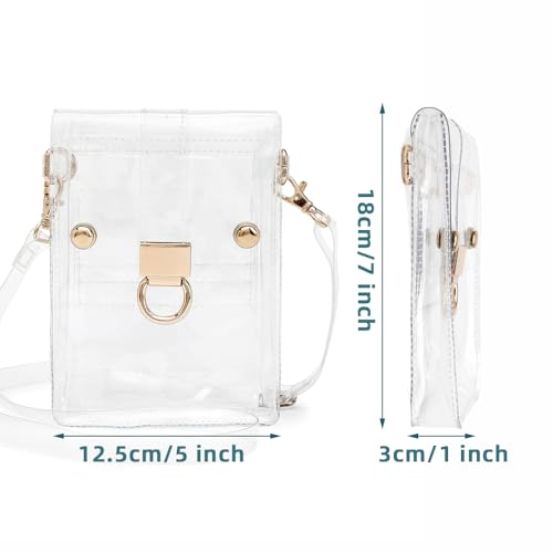 Clear Crossbody Purse Bag, Women's Transparent PVC Shoulder Purse with Cell Phone Holder, Stadium Approved, Waterproof, Modern Style2