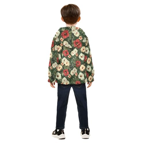 CHIFIGNO Tropical Flowers Jacket for Boys Fleece Outerwear Jackets Sweatshirt Toddler Boy Fall Jacket Boy Winter Coat 6Y4