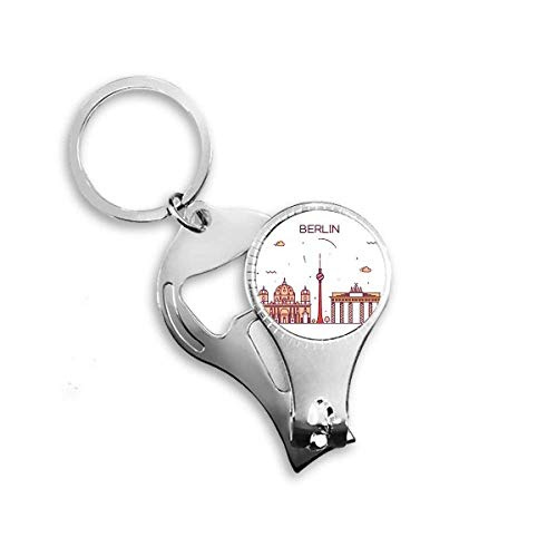 Berlin Germany Flat Landmark Pattern Nail Nipper Ring Key Chain Bottle Opener Clipper