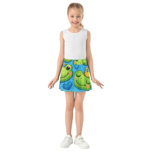 Cute Cartoon Frog Faces Golden Girls' Shorts Athletic Skorts Tennis Skirts Toddler Cute Pleated 3t3