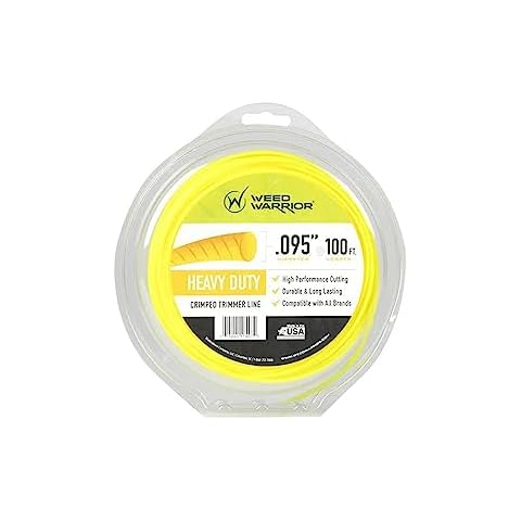 WEED WARRIOR Heavy Duty Crimped Trimmer Line - 100 Ft - .095" Diameter - Compatible with All Brands - Yellow Cover