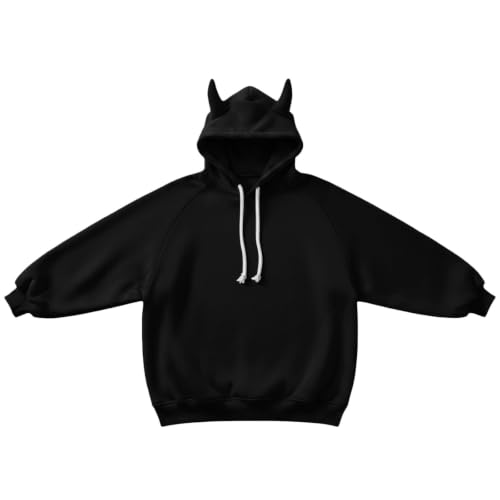 Elneeya Halloween Hoodies for Women Cute Devil Horns Work Fall Sweatshirt - image 6
