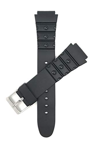 Bandini Rubber Watch Band 18mm Black Resin Rubber Sports Watch Band Strap, 2 Spring Bars Included