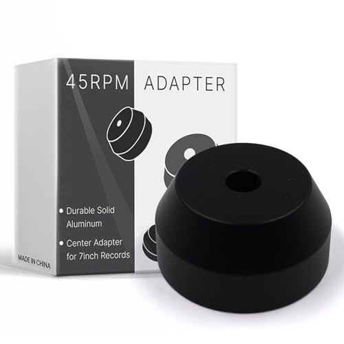 45 RPM Black Adapter Durable Solid Aluminum Center Adapter for 7 inch Records Vinyl 1
