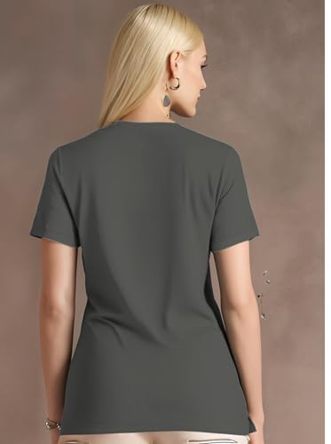 Image of Mack Jonney Ribbed |Regular Fit | Half Sleeves 100% Cotton Polo Neck Self Design with Zip T-Shirt for Women-M950