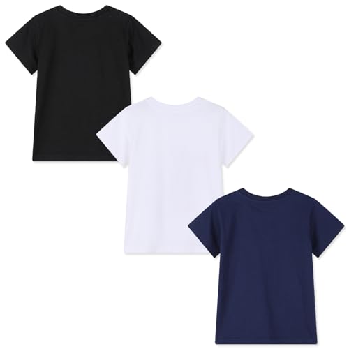 Image of HILEELANG Kids Boy Basic Plain Cotton T-Shirts Short Sleeve Crew Neck Summer Tees 4packs 6-12 Years