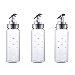 Olie sproeier 3 Packs Oil Azijn Dispenser met regelbare olie-stopglas oliefles met schaal hoge temperatuurbestendige…