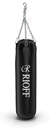Image of Punching Bag Boxing Bag for Home Heavy Duty with Stainless Steel Hanging Chain 2Feet Unfilled Synthetic Leather and Hand Wrap for (MMA,Kickboxing,Muay Thai,Taekwondo,Judo,Karate). Black