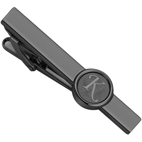 AMITER Initial Tie Clip for Men, 2 inch Mens Necktie Bar for Regular Ties - Black Cover