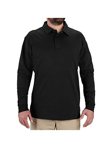 Propper Uniform Cotton Polo Men's Long Sleeve, Black, 4X Large