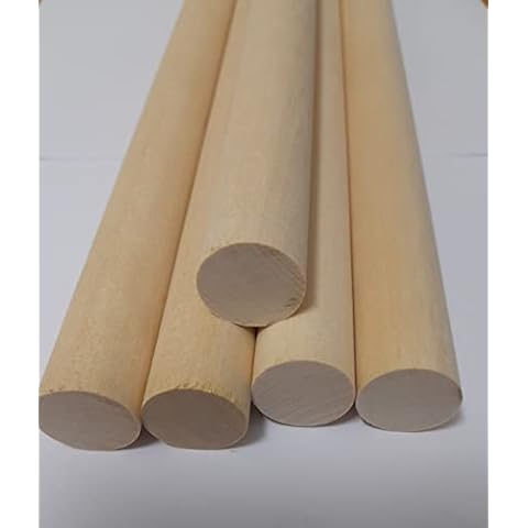 30cm Wooden Craft Sticks - Hardwood Dowels Poles 22mm Diameter 5 Pack … Cover