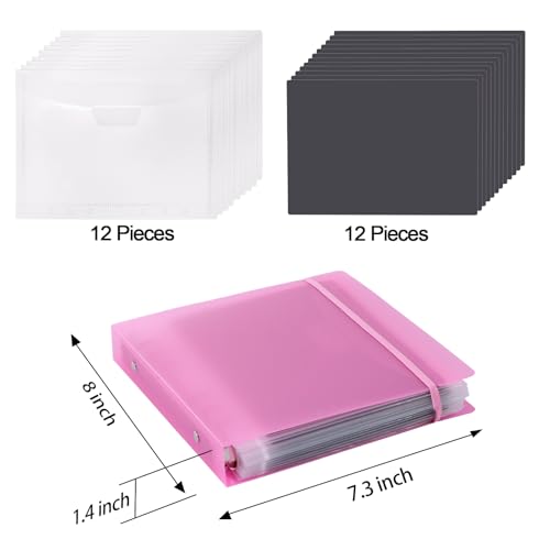 Image of UNIMEIX 12 Pcs Magnetic Sheets for Die Storage with 1 Binder Cover, 2 in 1 Storage Stamp and Die Storage Bags Die Cut Storage Supplies(0.8 mm Thickness, Red)