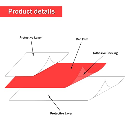 Singaro Headlight Tail Light Vinyl Tint Wrap, Car Light Edge Decal Including Yellow Detail Scraper Accessories 16 Inch X 48 Inch (Red) #TOP1