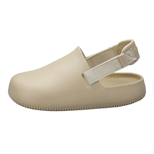 Men's Covered-Toe Slide Sandals - Thick Sole Beach to Worksite Shoes, Black/Khaki US 7-12 (EU 40-45)